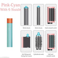 SenCiciMen X9 pink-cyan 6-in-1 hair styler with drying nozzle, curling barrels, and brushes for professional styling.