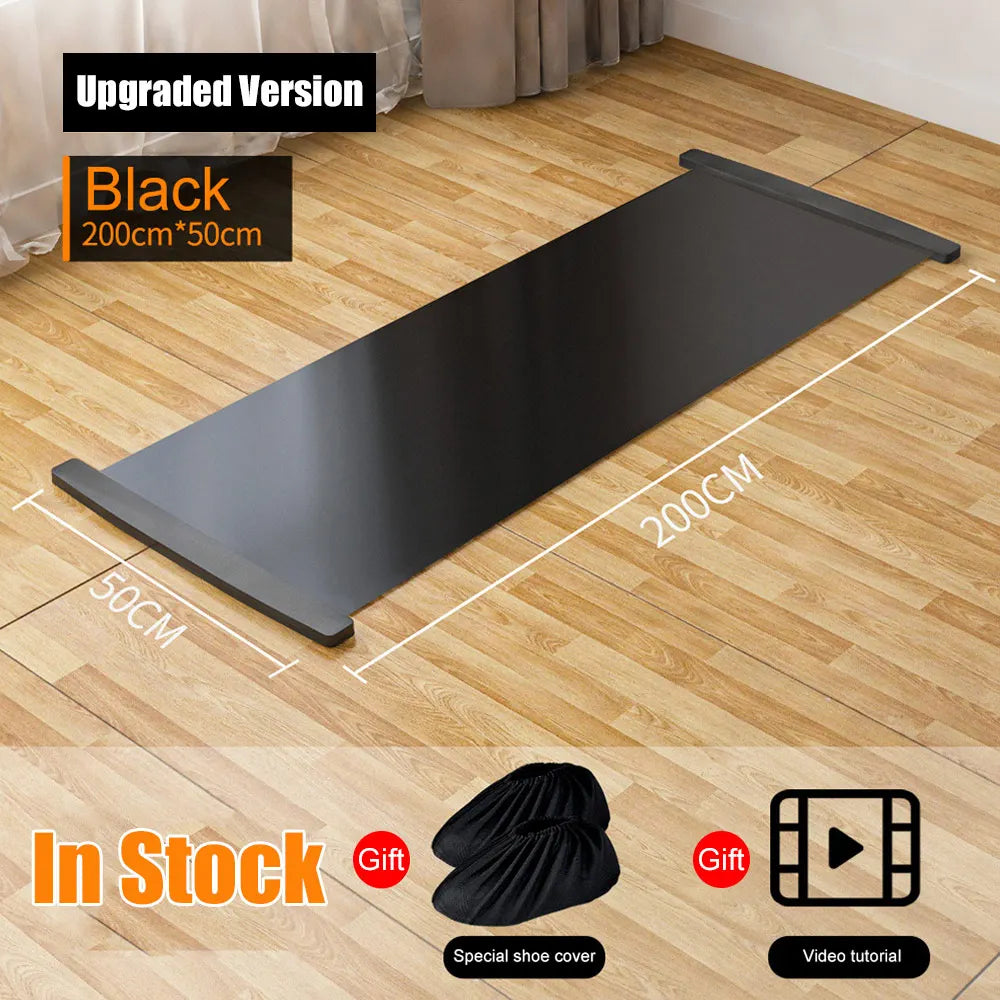 140/180/200cm Multifunctional Yoga Sliding Mat for Ice Hockey Roller Skating Leg Exercise Indoor Sliding Fitness Training Board