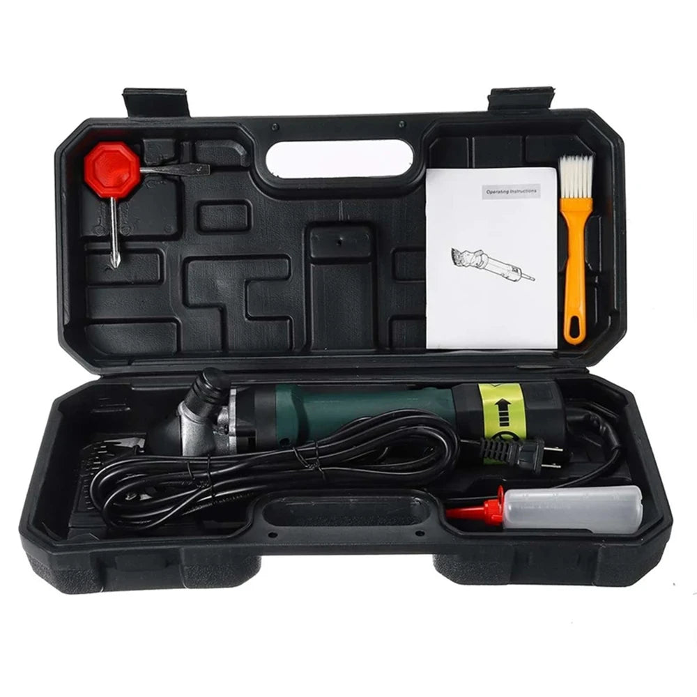 2000W electric sheep shearing kit with 13-tooth clipper, 6 speeds, and accessories in a portable carrying case.