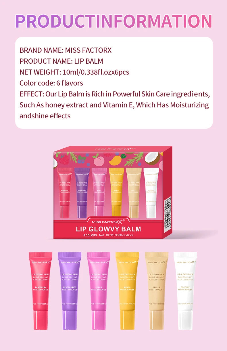 Fruit Flavored Lip Oil Set – 6-Piece Hydrating Lip Care Treatment Lip Care Tidesmit
