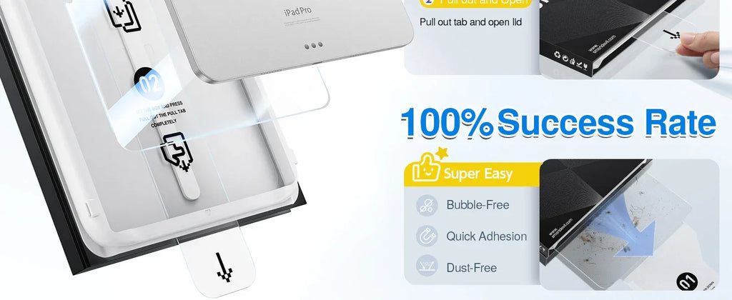 iPad Screen Protector 9H Tempered Glass for iPad Pro, Air, and Mini Tidesmit