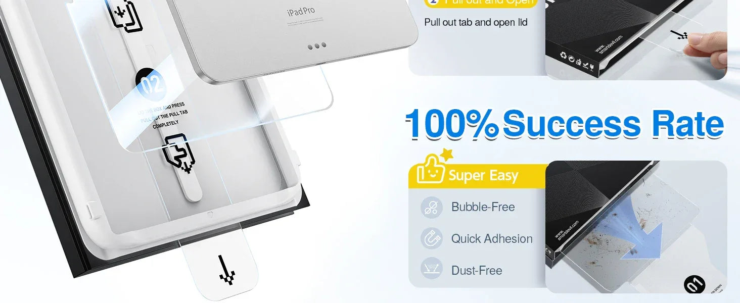 iPad Screen Protector 9H Tempered Glass for iPad Pro, Air, and Mini Tidesmit