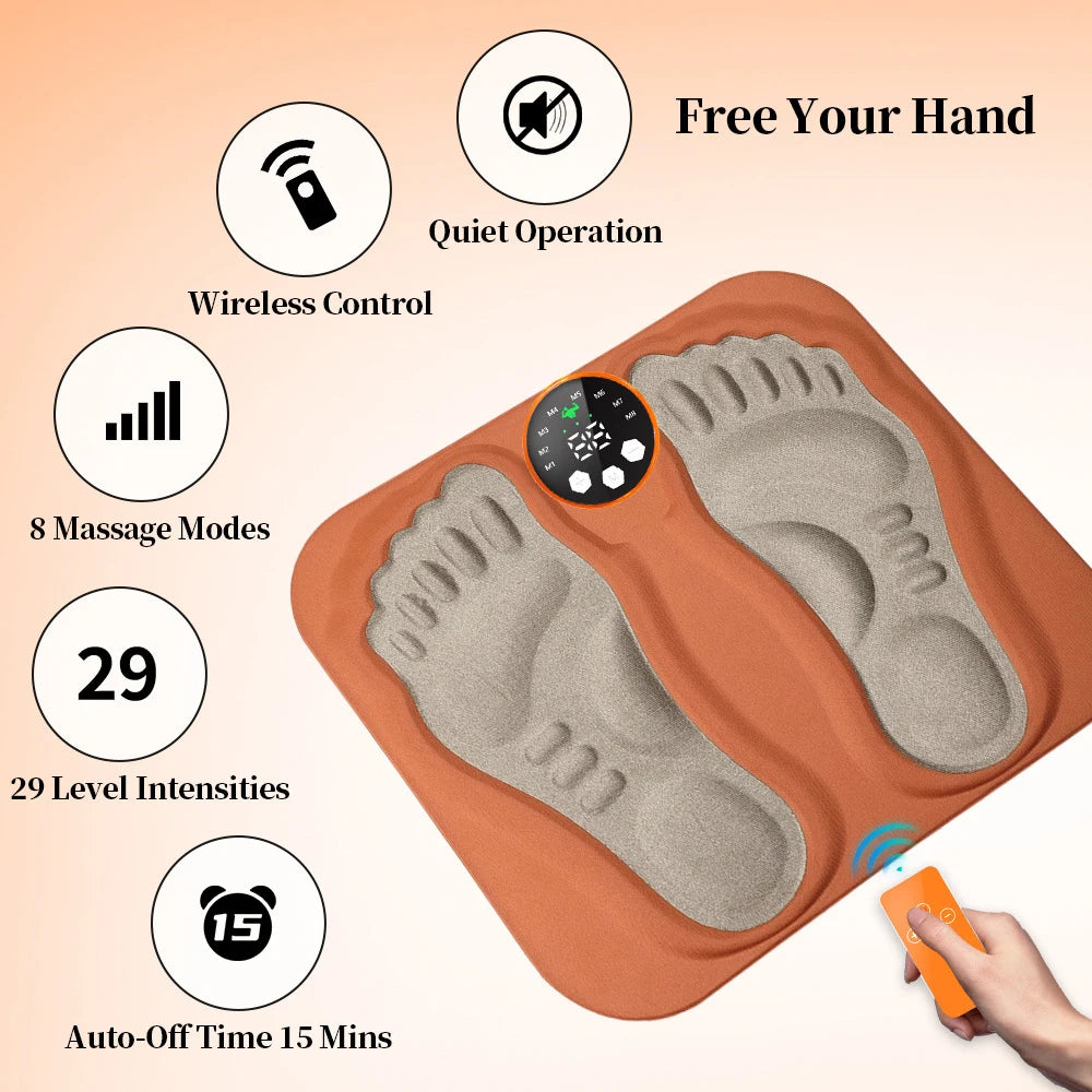 Foldable Electric Foot Massager Mat - 8 Mode Muscle Stimulator Relaxation Treatment Tidesmit