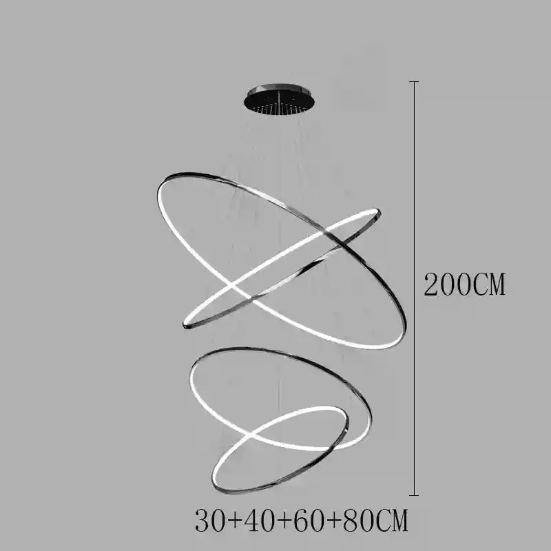 Modern LED Ring Pendant Light for Dining Room | Adjustable Black Finish black 4 rings Tidesmit