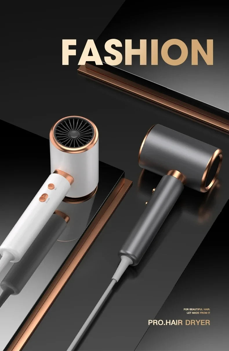 HOMEFISH 2000W ionic hair dryer in white and grey with rose gold accents and 5 speed settings for salon styling.