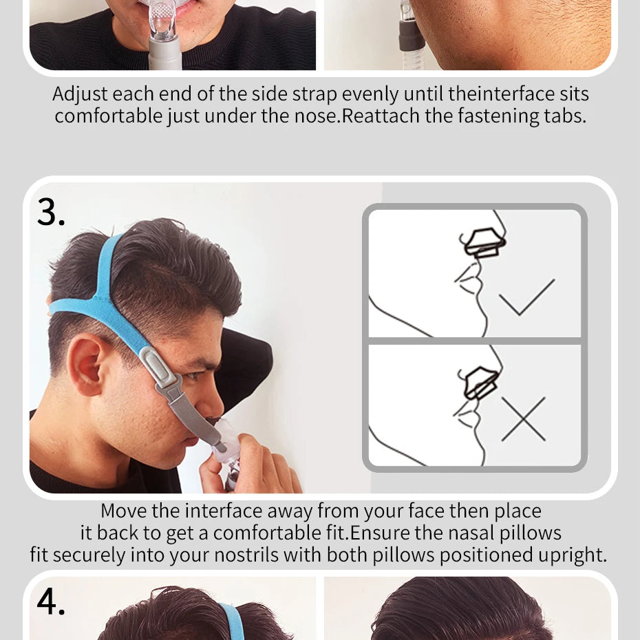 BMC Nasal Pillows Mask PM2 Soft Silicone CPAP Accessories Front Hose Full Size Kit Nose Pads 22mm Tub Diameter