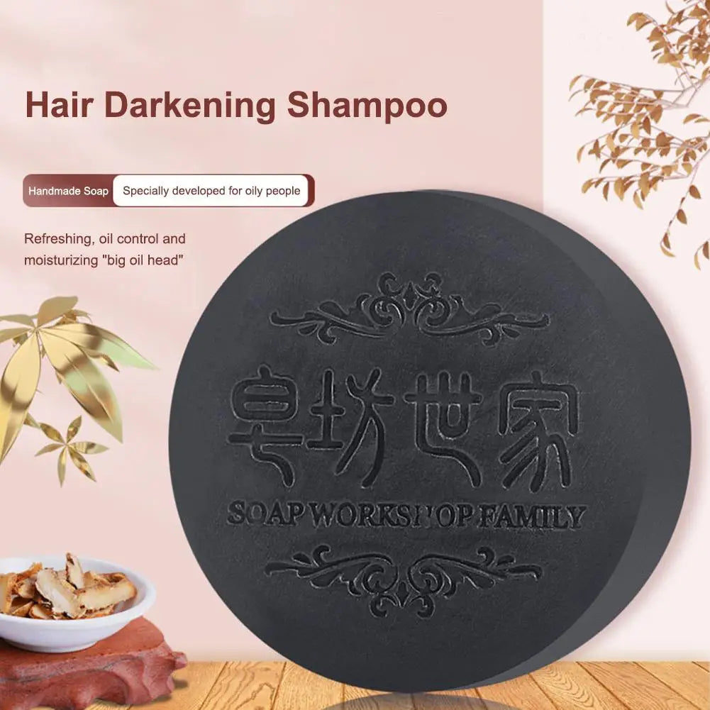 Polygonum Hair Darkening Shampoo Soap Repair Gray White Hair Color To Black Shampoo Soap Hair Nourishing Handmade Shampoo Soap