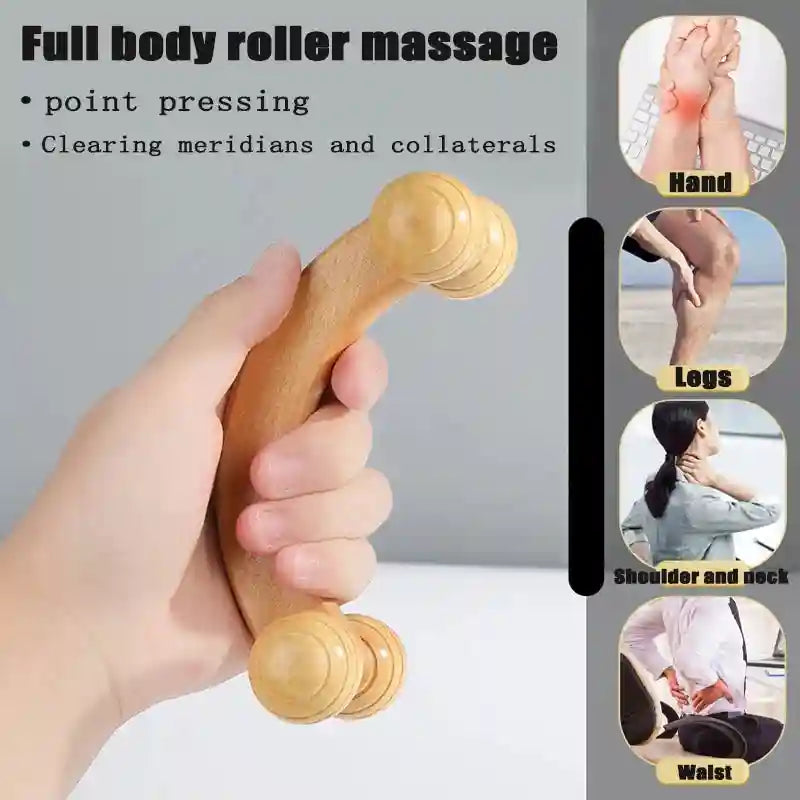 Wooden Massage Roller for Back & Neck Relief | Manual Deep Tissue Tool Massage Roller Tidesmit