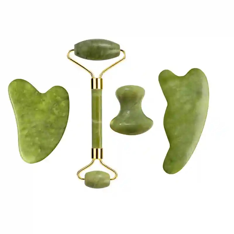 Jade Roller and Gua Sha Set: Natural Facial Massage Tool Kit Massage Roller Type 19 Tidesmit