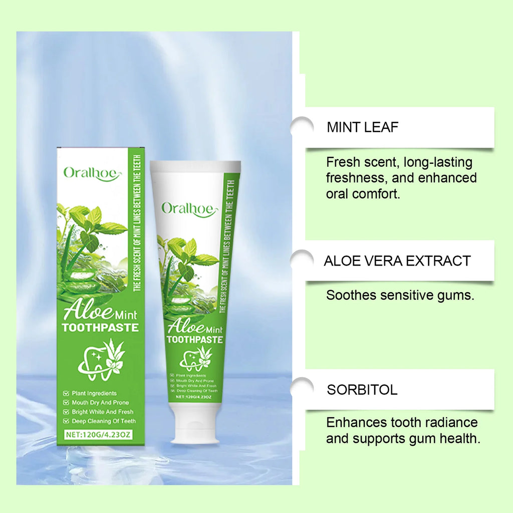 Tidesmit Aloe Vera Mint teeth whitening toothpaste for stain removal, fresh breath, and gum health
