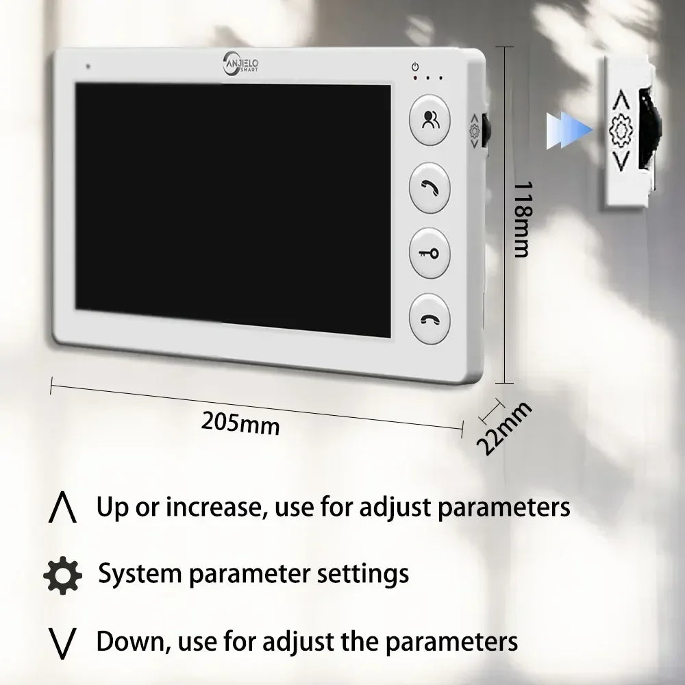 ANJIELO 7-inch 4-cable video door telephone system 2/3/4-unit multi-apartment intercom video doorbell with RFID card unlocking