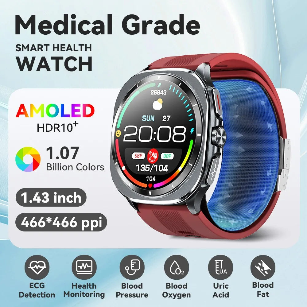 HY Digital Airbag Smartwatch for Huawei, Air Pump True Accurately Blood Pressure Watches Uric Acid Blood Lipids Health Watch Men
