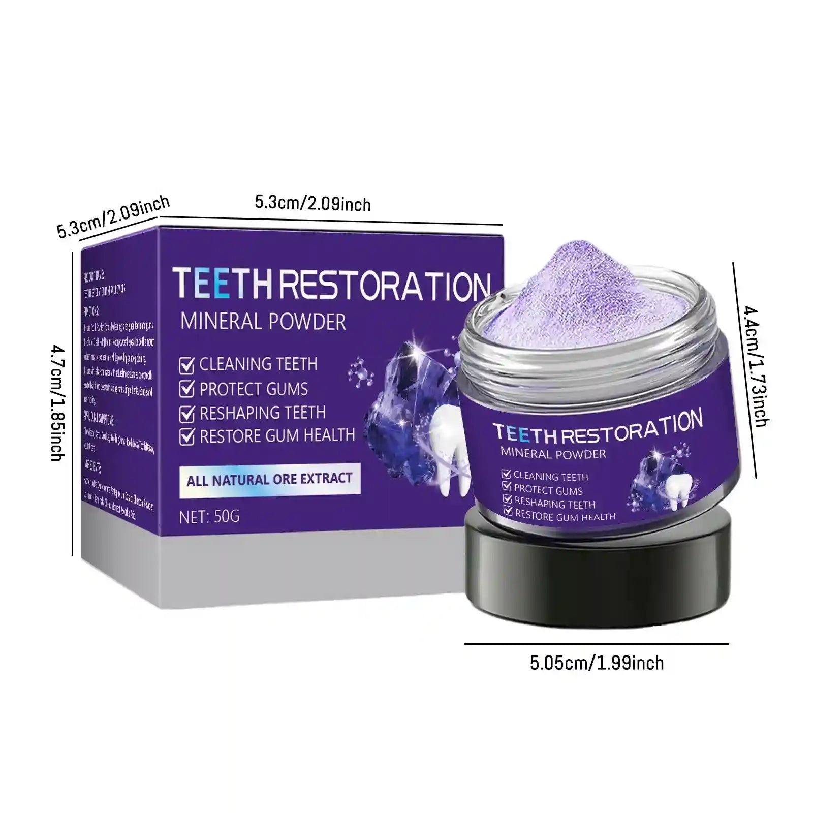 Tidesmit purple mineral tooth powder for enamel safe teeth whitening, tartar removal, and gum strengthening.