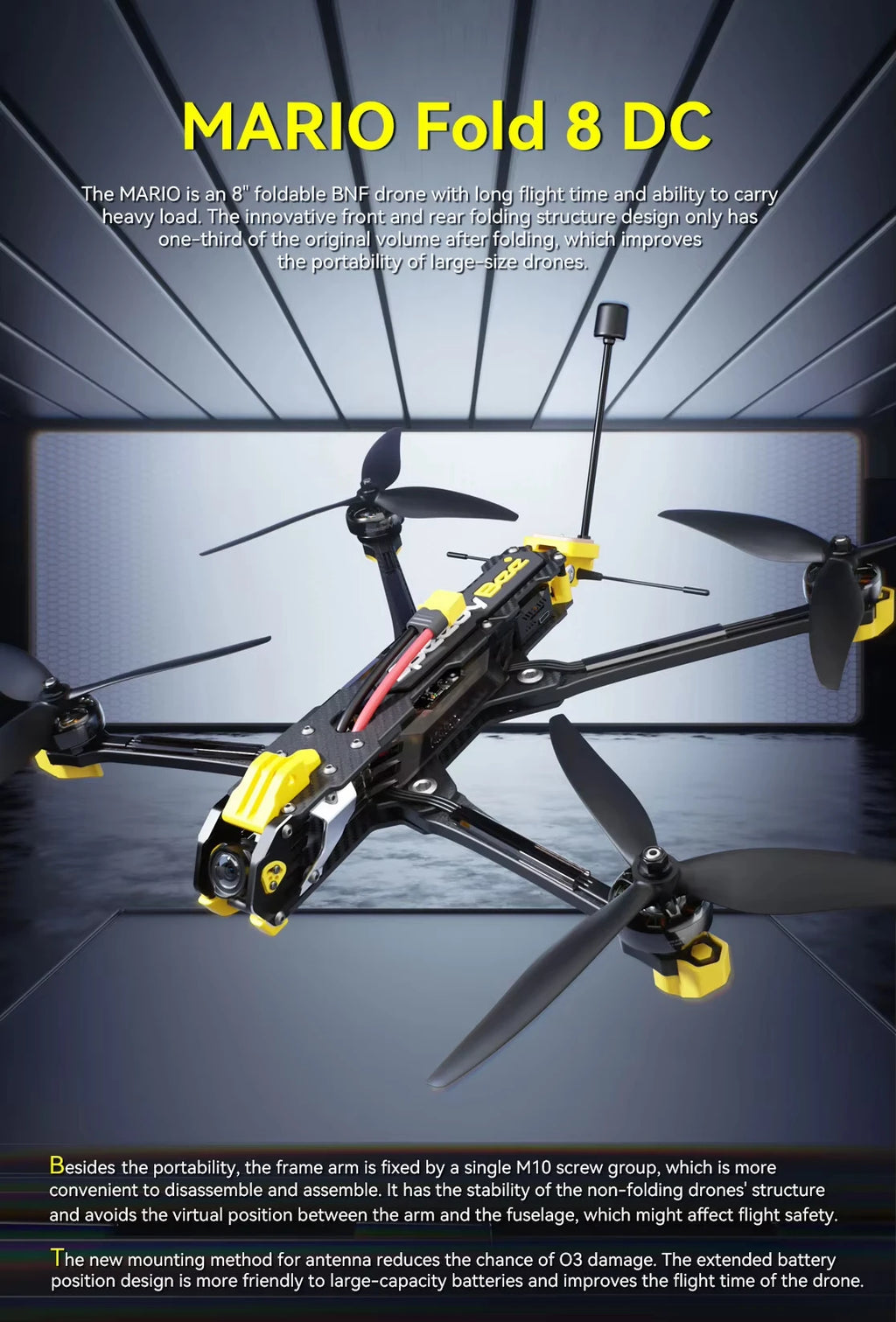 SpeedyBee Mario Fold 8 Long Range GPS Camera Drone - Foldable Power Kit Tidesmit