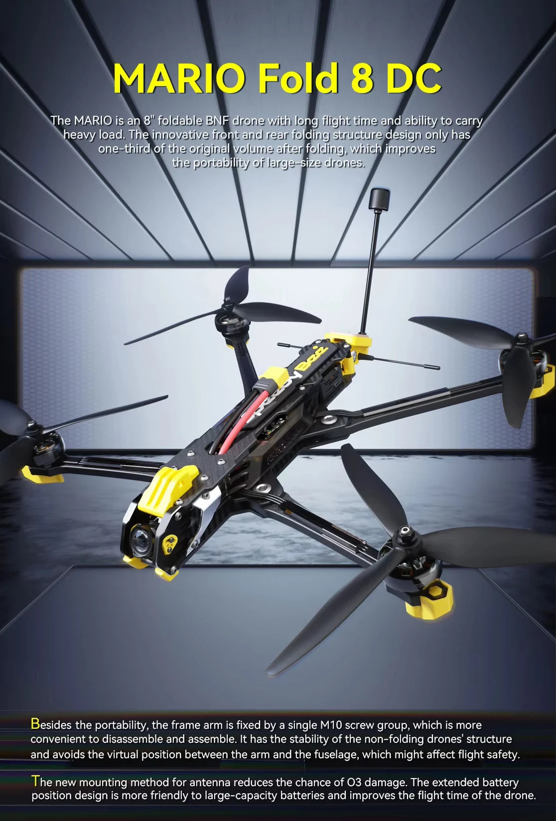 SpeedyBee Mario Fold 8 Long Range GPS Camera Drone - Foldable Power Kit Tidesmit
