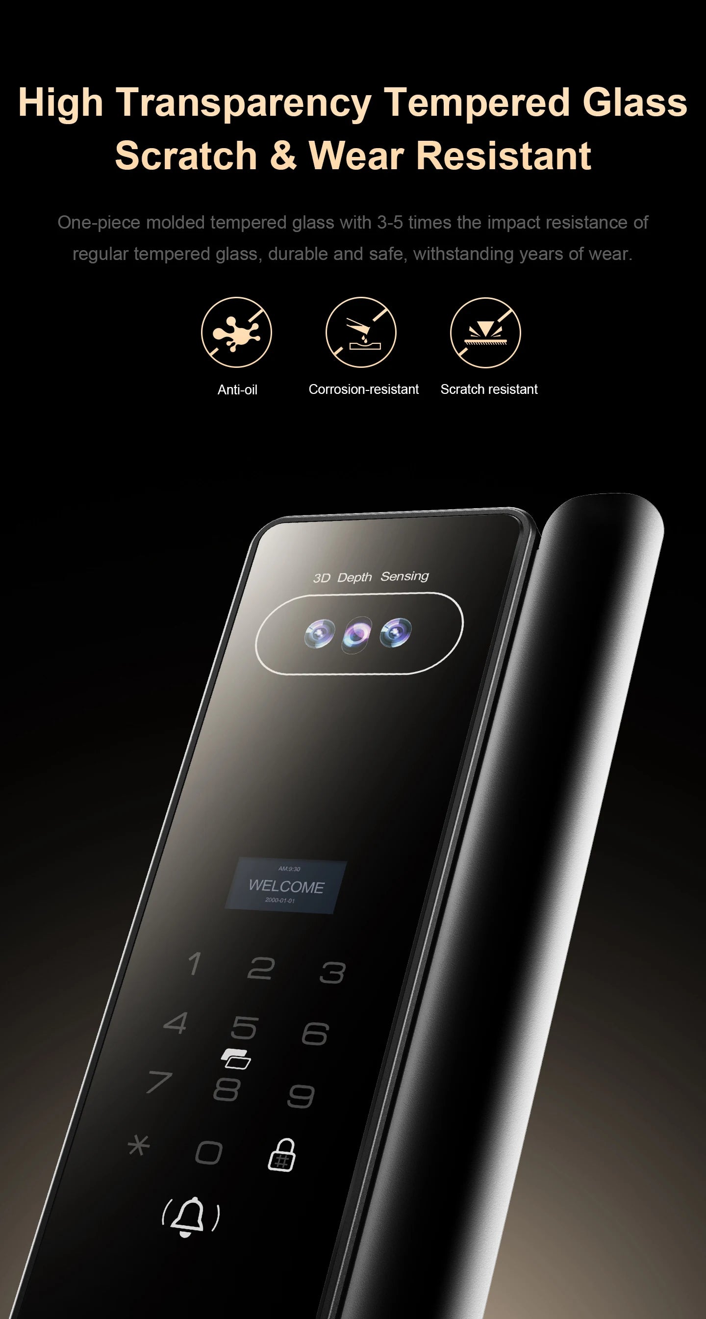 Waterproof 3d Face Recognition Serrure Intelligente Electronic Tuya Digital Fingerprint Door Smart Lock With Camera