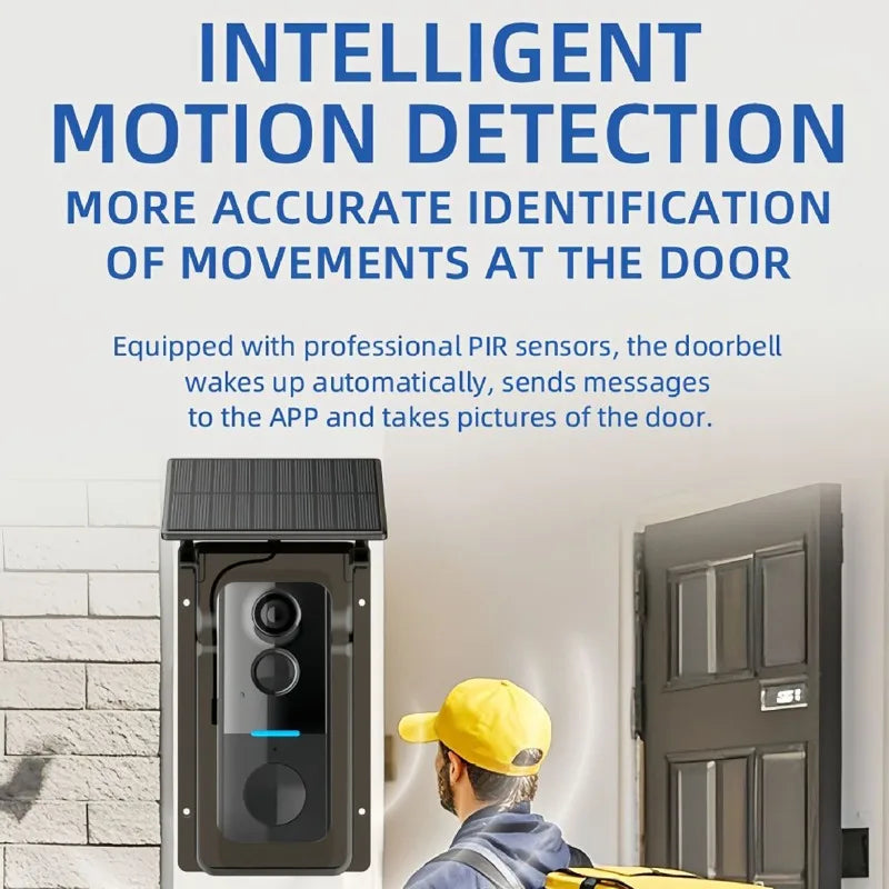 Tuya 1080P Doorbell Camera WIFI with Solar Cover 2-way Audio Intercom Video Motion Detect Waterproof Outdoor Wireless Doorbell