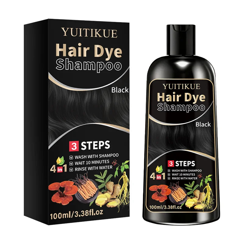 YUITIKUE Herbal Black Hair Dye Shampoo - Gentle Cleansing, Long-Lasting Color & Healthy Dyeing