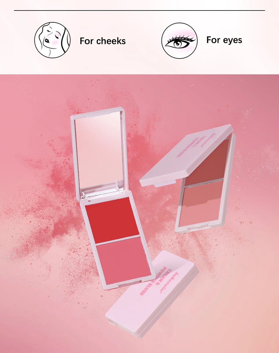 Tidesmit cream and powder blush palette in peach and pink shades for long-lasting high pigment contour makeup