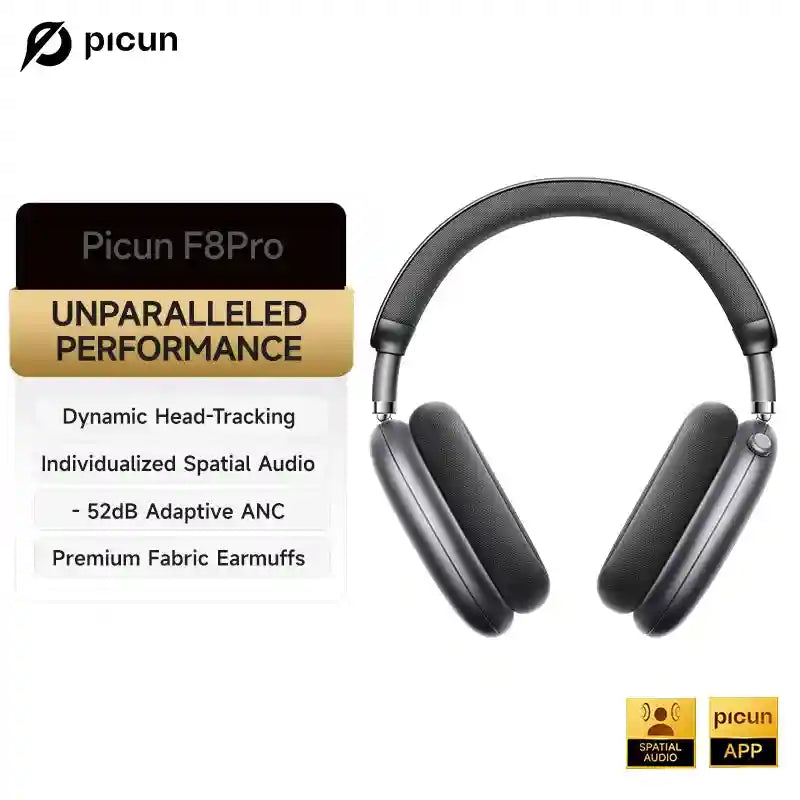 Wireless Headphones with 52dB Active Noise Cancelling & Spatial Audio Dark Sky Grey Tidesmit