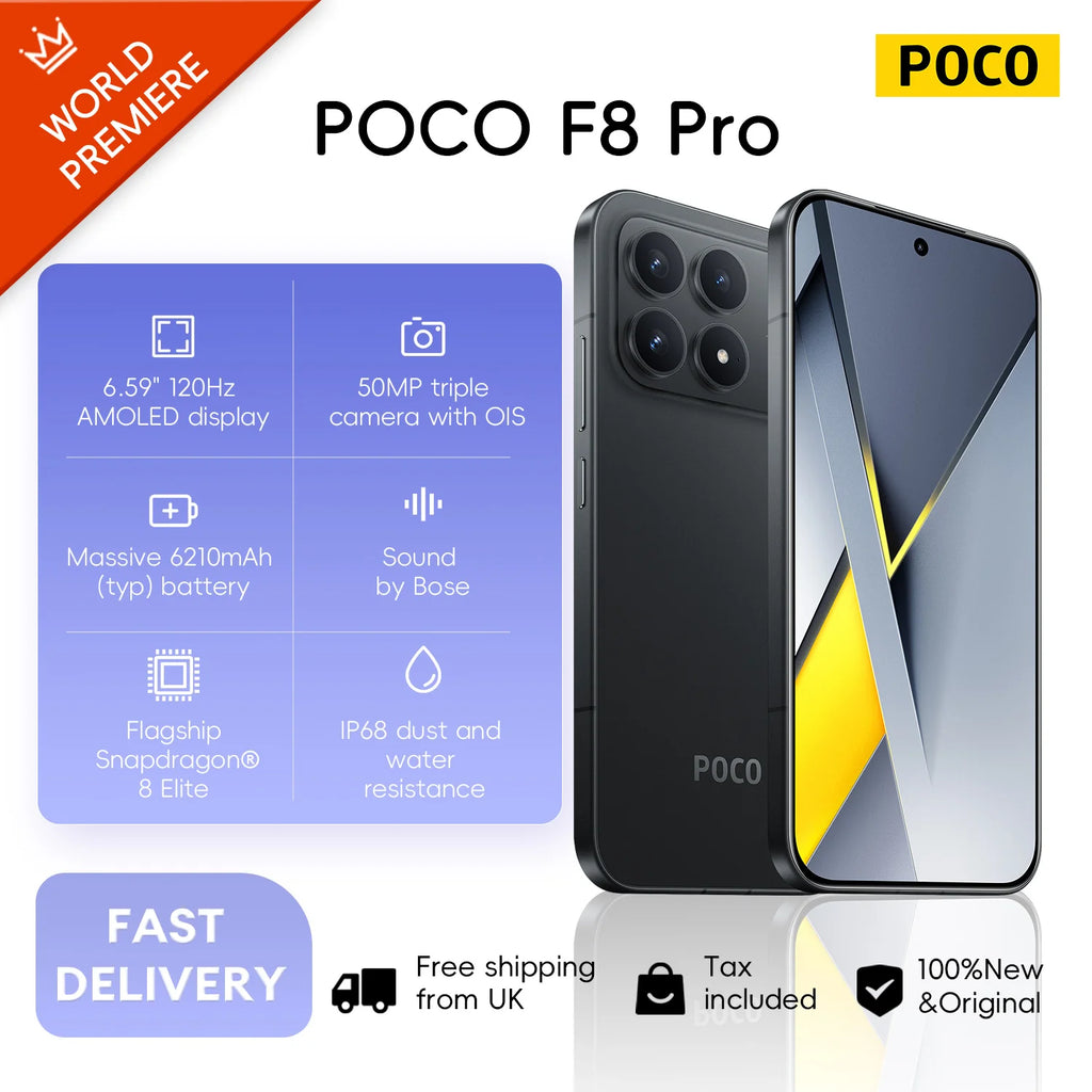 POCO F8 Pro 5G Smartphone 12GB 256GB Snapdragon 8 Elite Black AE Tidesmit