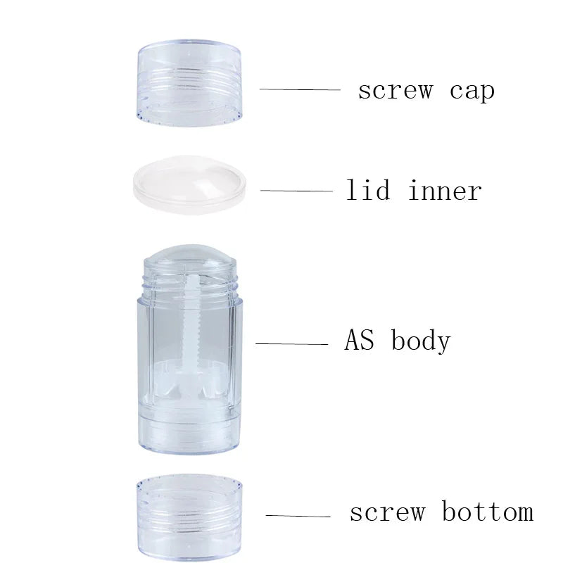 Tidesmit 30ml clear twist-up deodorant containers, 5 pack empty refillable stick tubes for DIY natural cosmetics.