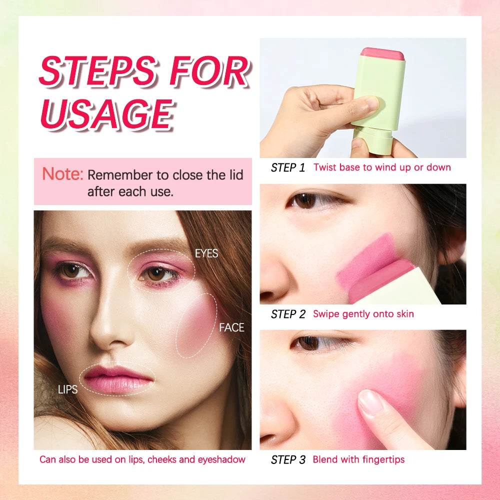 Tidesmit waterproof orange blush cream stick texture close-up showing long-lasting moisturizing face makeup pigment