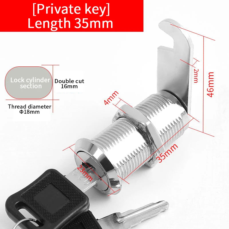 5/20SETS Metal Cylinder Cabinet Security Locker Cam Lock With 2 Keys Same Key Different Key Security Mailbox Lock Drawer 16mm