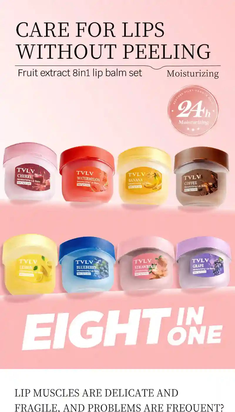 Fruit Lip Balm Set - Moisturizing Lip Care Treatment (8Pcs) Lip Care Tidesmit