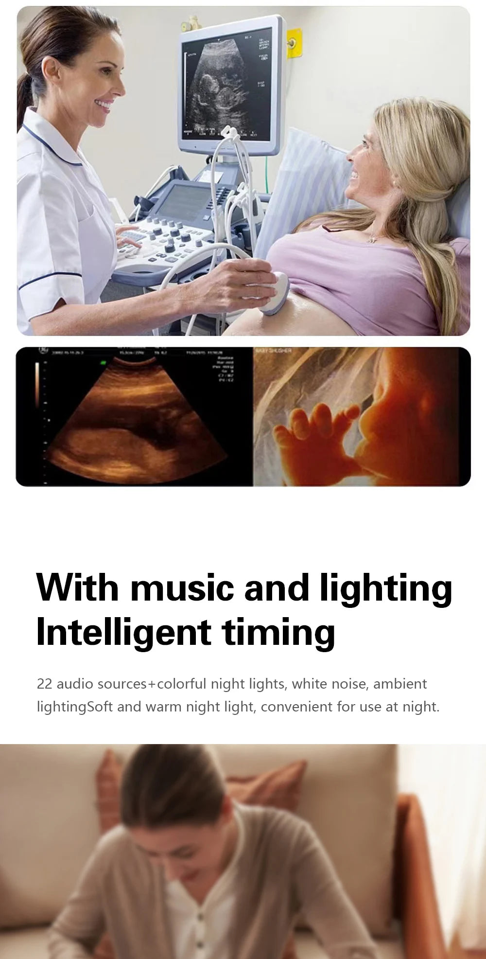 Baby Sleep White Noise Machine USB Rechargeable Timed Shutdown Sleep Machine Baby Sound Player Night Light Timer Noise Player