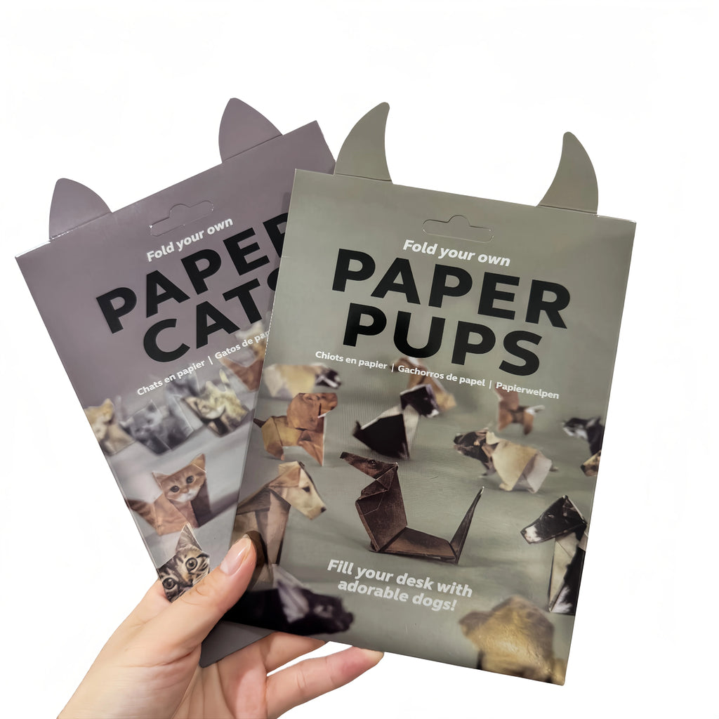 Paper Cats and Pups origami craft kits for DIY home decor—perfect gifts for pet lovers to fold handmade paper animals.