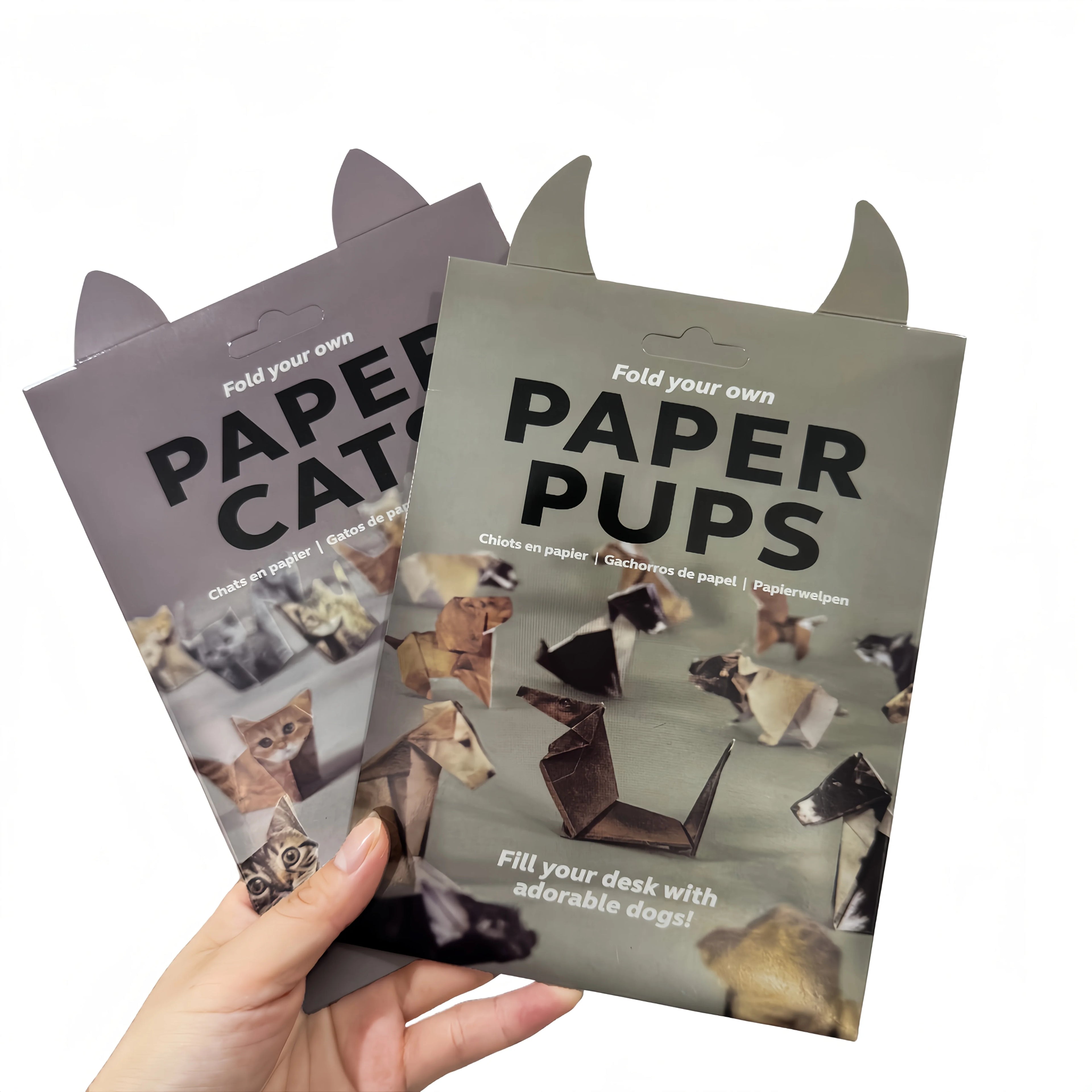 Paper Cats and Pups origami craft kits for DIY home decor—perfect gifts for pet lovers to fold handmade paper animals.