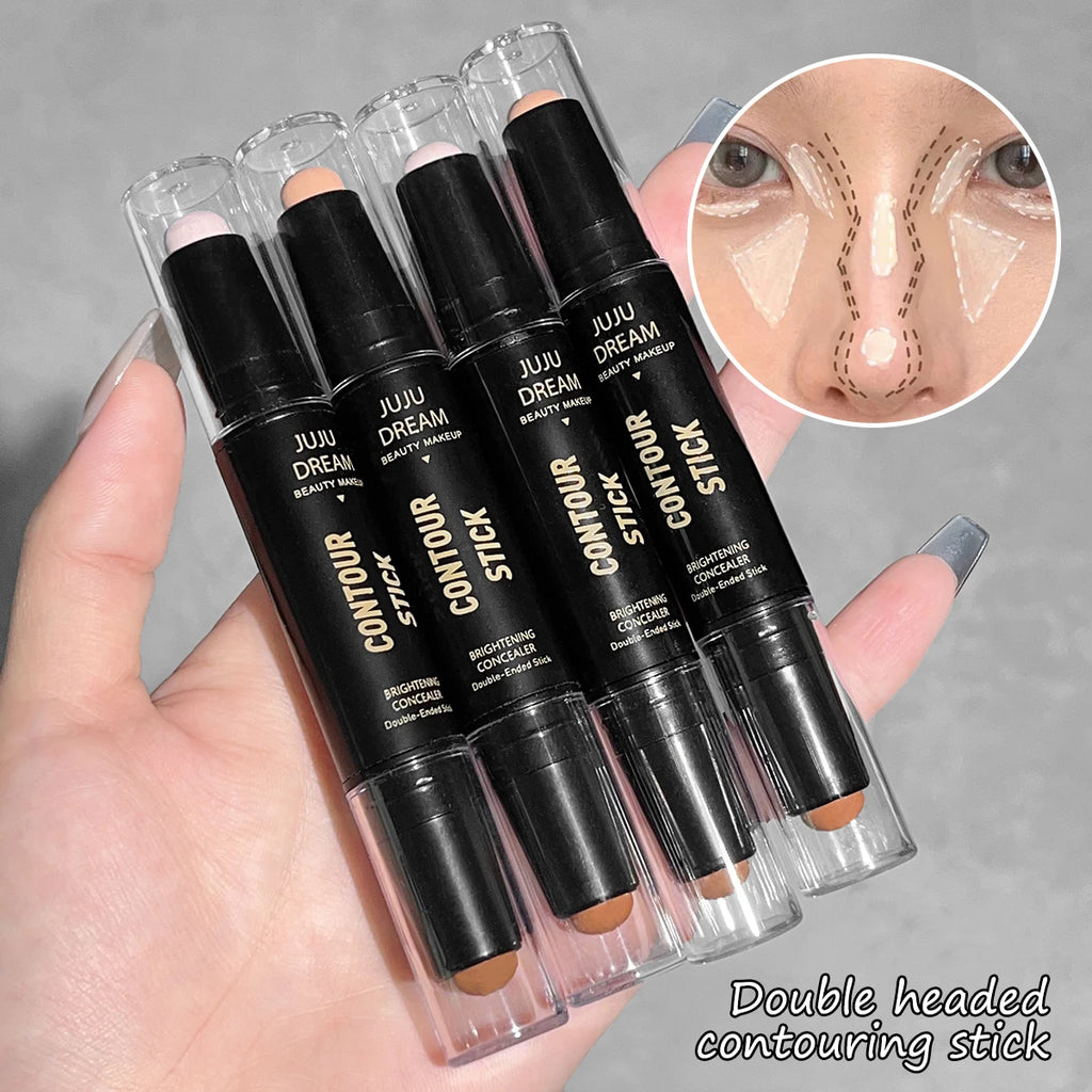 Tidesmit dual-ended highlighter and concealer wand in a close-up texture swatch for natural 3D face contouring