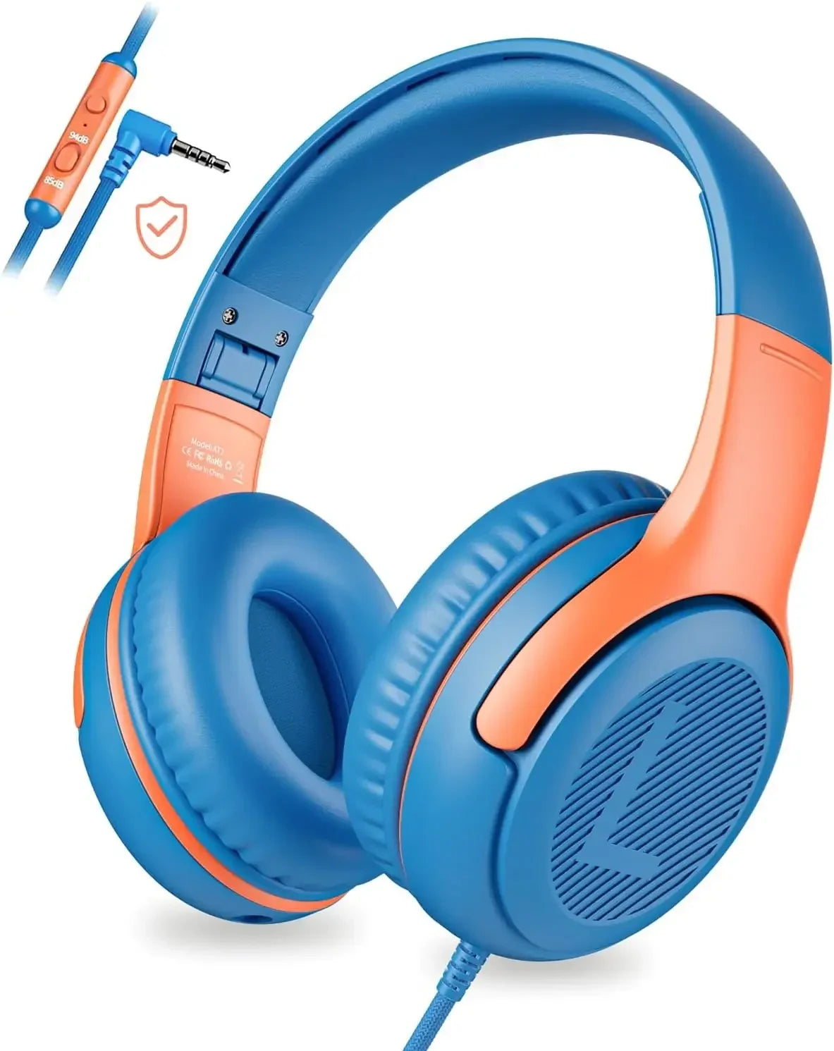 Kids Wired Headphones with Microphone - Foldable Over-Ear Tidesmit BlueOrange Tidesmit