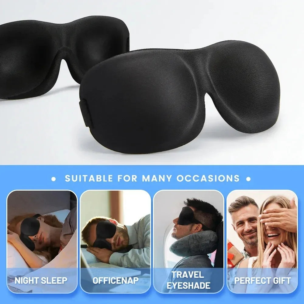 3D Sleep Mask Memory Foam - Ergonomic Light Blocking Travel Eye Cover Massage Chairs Tidesmit
