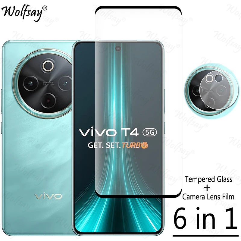 Full Cover Tempered Glass For Vivo T4 5G Screen Protector For Vivo T4 5G Camera Lens Film Glass For Vivo T4 5G Glass 6.77 inch AE Tidesmit