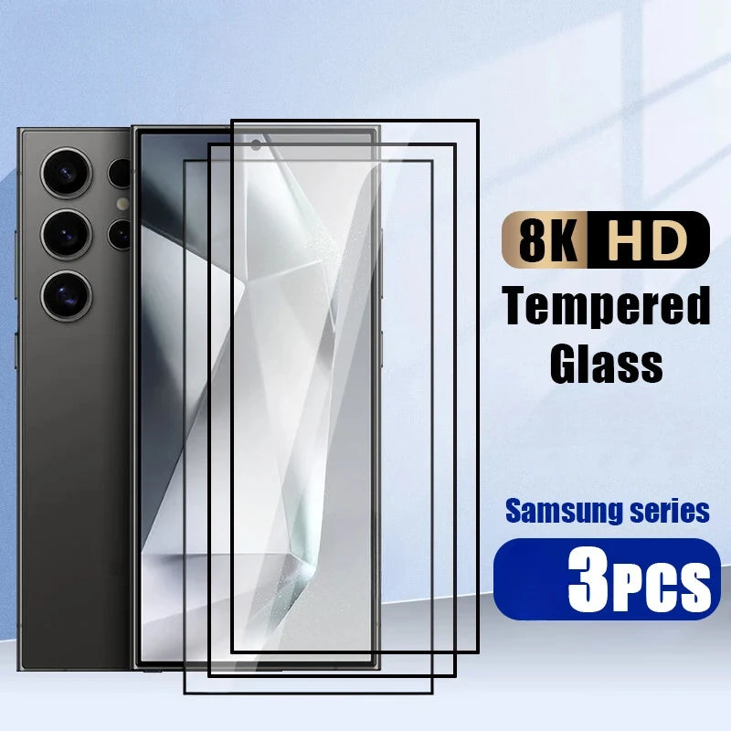 3Pcs HD Tempered Glass for Samsung Galaxy S25 S24 S23 S22 S21 Plus Screen Protector For Samsung Note 20 Ultra 10 9 8 Glass AE 3 piece High Definition Tidesmit