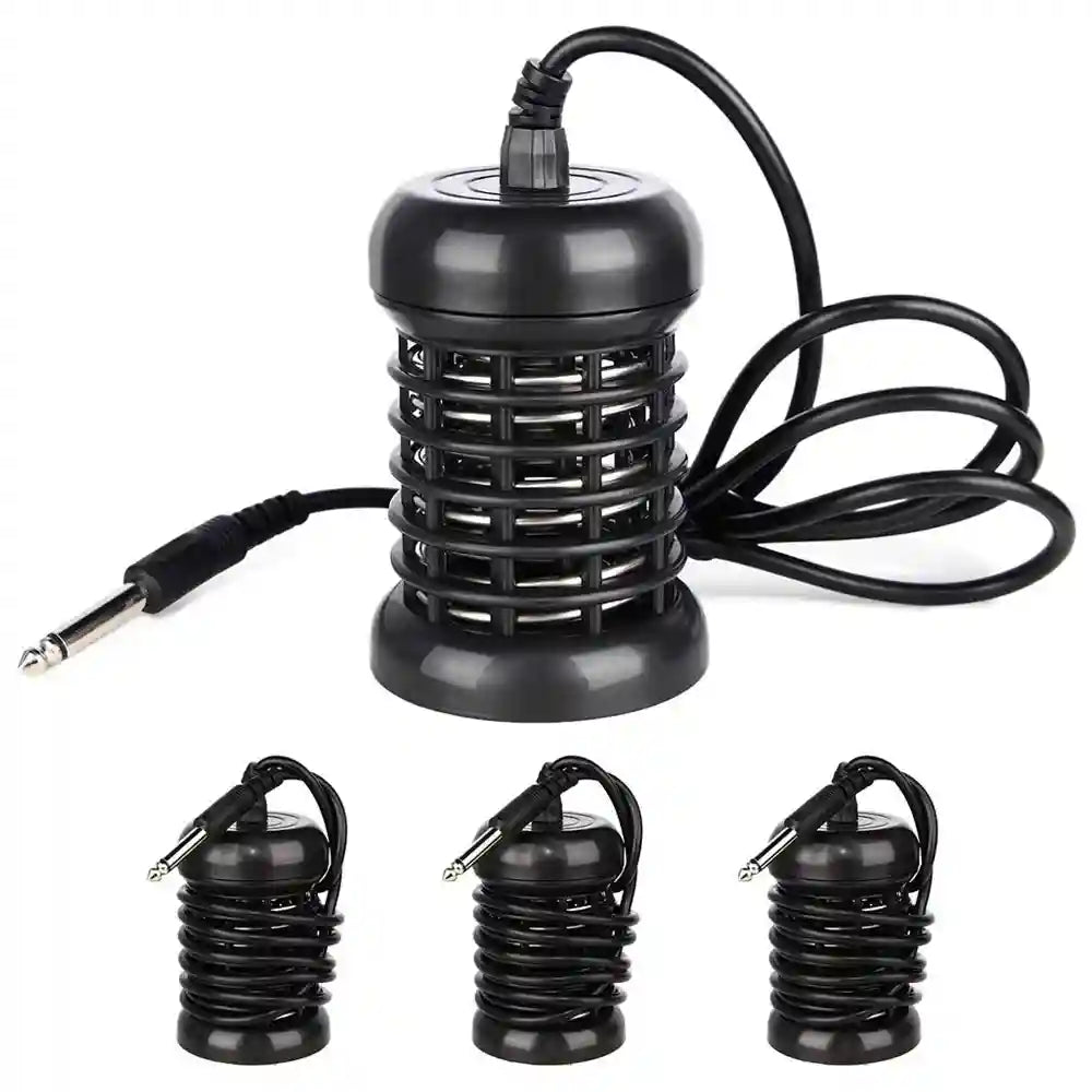 Stainless steel foot detox ion array for hydrotherapy machine with black plastic casing and audio jack connector.