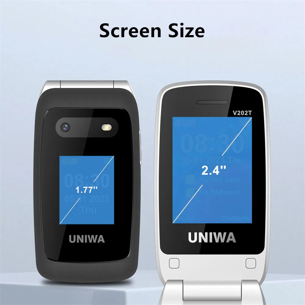 UNIWA V202T 4G Flip Phone Large Button for Elderly Mobile Phone 2.4Inch Screen 1450mAh With Emergency Call Button Global Version