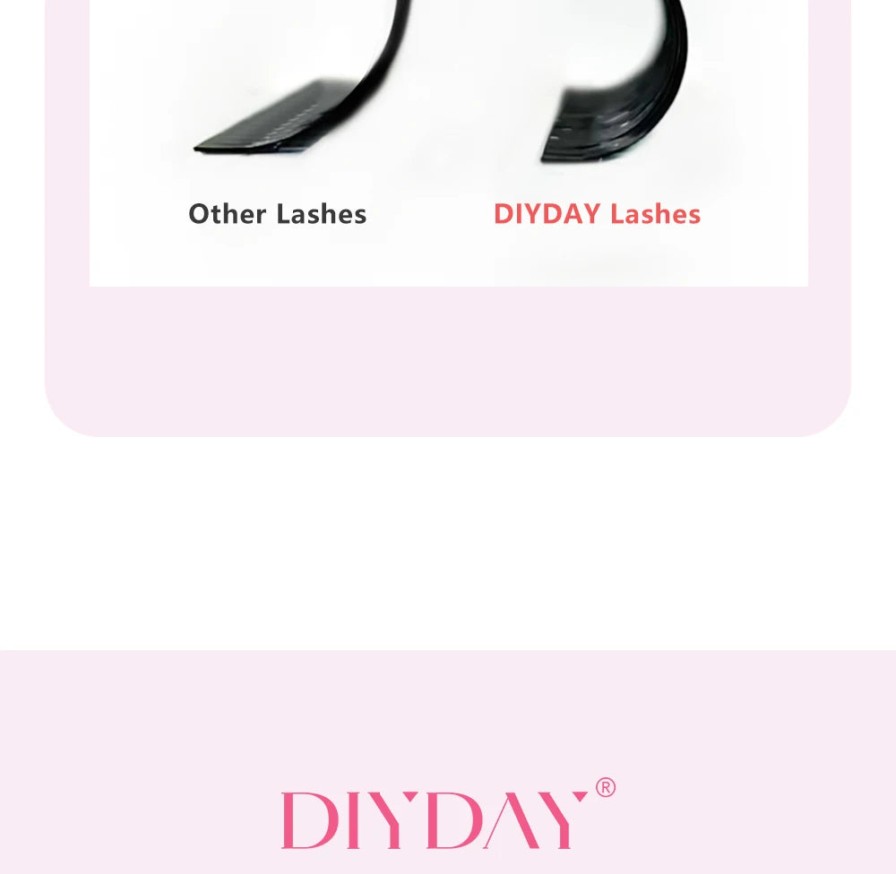 DIYDAY U-shaped Eyelash Extension Easy to Apply 3D Volume False Lashes Natural Wispy U YY Shape Faux Mink Eyelashes for