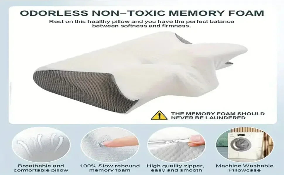 Memory Foam Butterfly Neck Pillow for Cervical Spine and Neck Support Relaxation Treatment Tidesmit