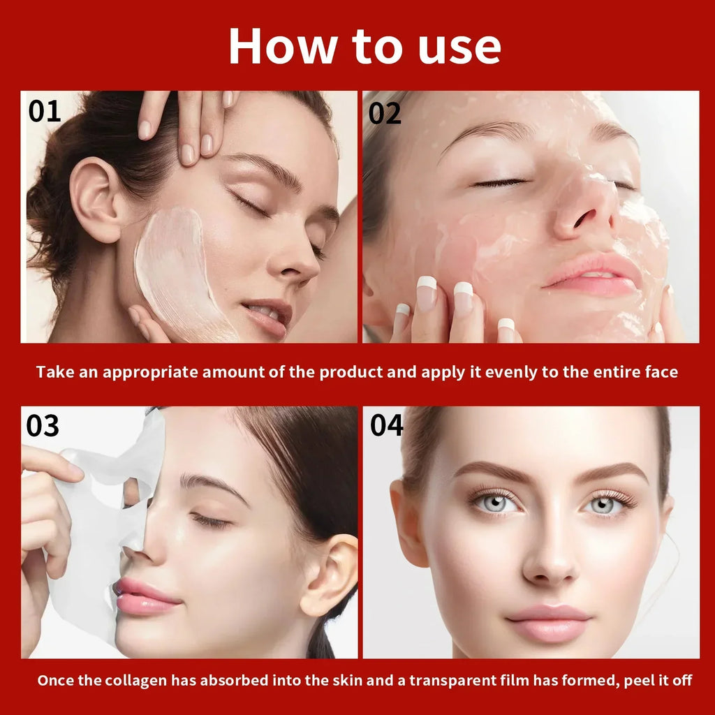 Real Collagen Fit 670,000ppm Wrapping Mask: hydrating peel-off facial mask for elastic, glowing glass skin application.