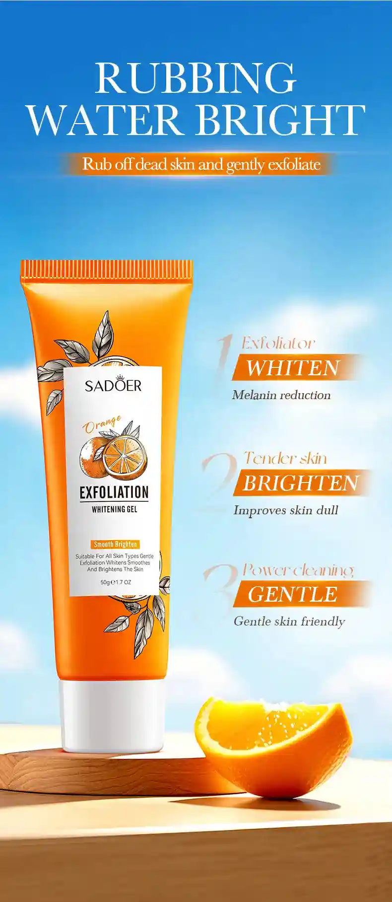 Orange Exfoliating Gel Facial Scrub for Deep Pore and Blackhead Treatment Scrubs Treatments Tidesmit