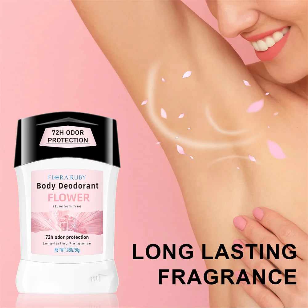 Tidesmit 50g aluminum-free deodorant stick for women with natural flower scent for effective body odor protection.