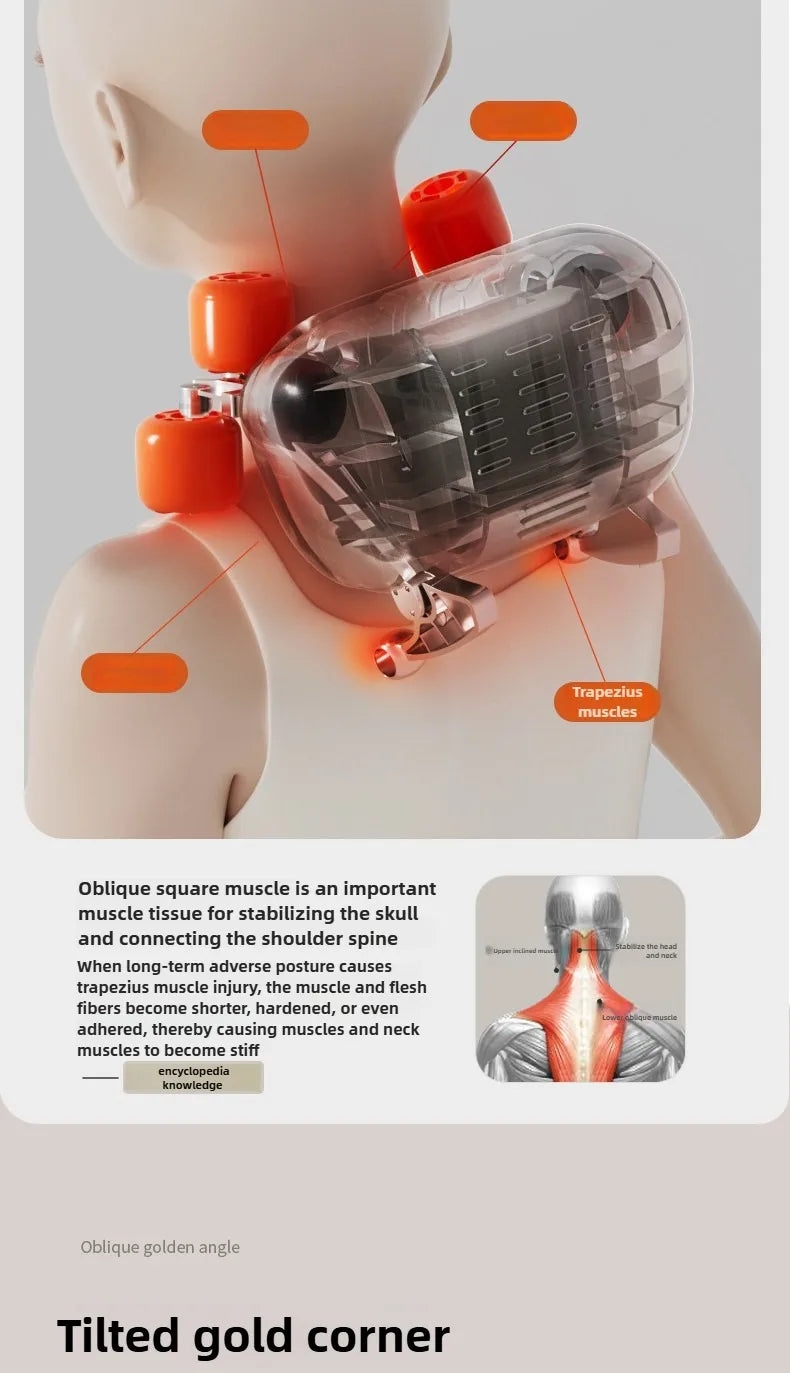 Electric Massager Neck Pillow - Portable Deep Tissue with Heat Therapy Massage Cushion Tidesmit