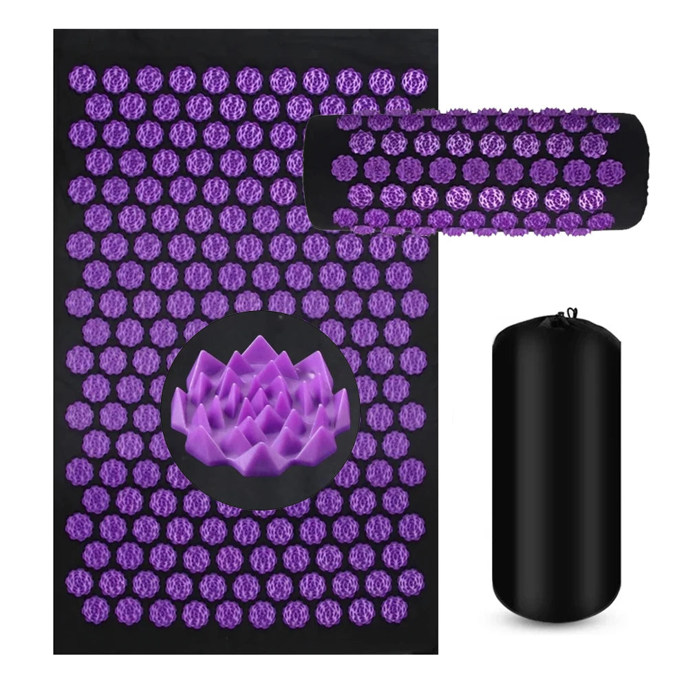 Acupressure Mat Set with Pillow - 3PCS Portable Muscle Relief System Body Shaping Massage Equipment 3PCS-Purple Tidesmit