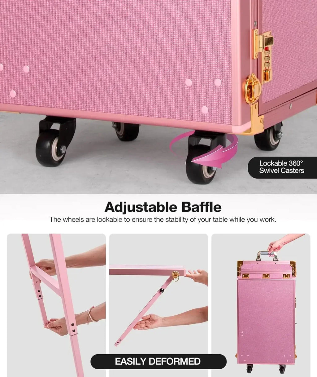 Portable Rolling Manicure Table - Foldable Beauty Cart for Salons Massage Chairs Tidesmit