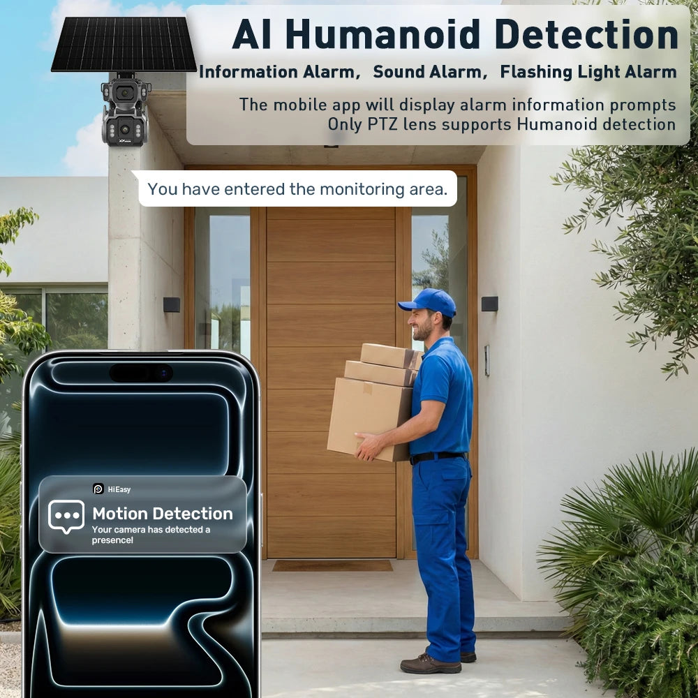 LS VISION 24/7 Video Recording 12X Optical Zoom Solar Outdoor Surveillance Camera 4G SIM Dual Screen Aov Ai Humanoid Tracking