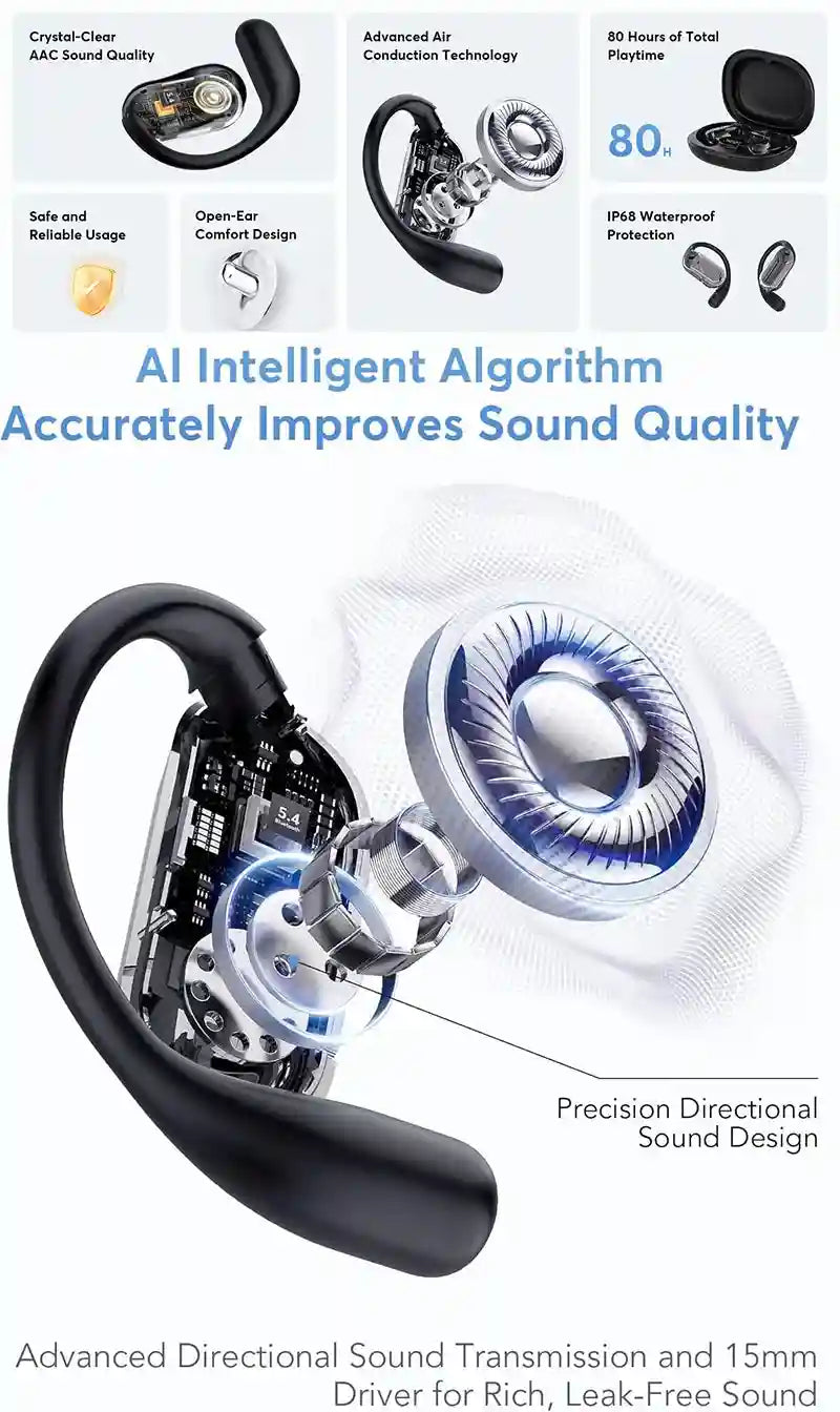 Tidesmit Real Time Translator Earbuds - 144 Languages, Black Tidesmit