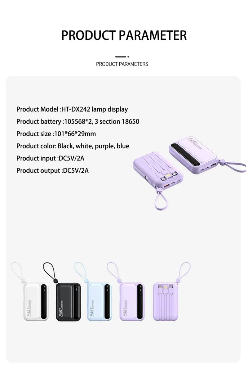 Portable Charger 50000mAh with 4 Built-in Cables | Tidesmit Tidesmit